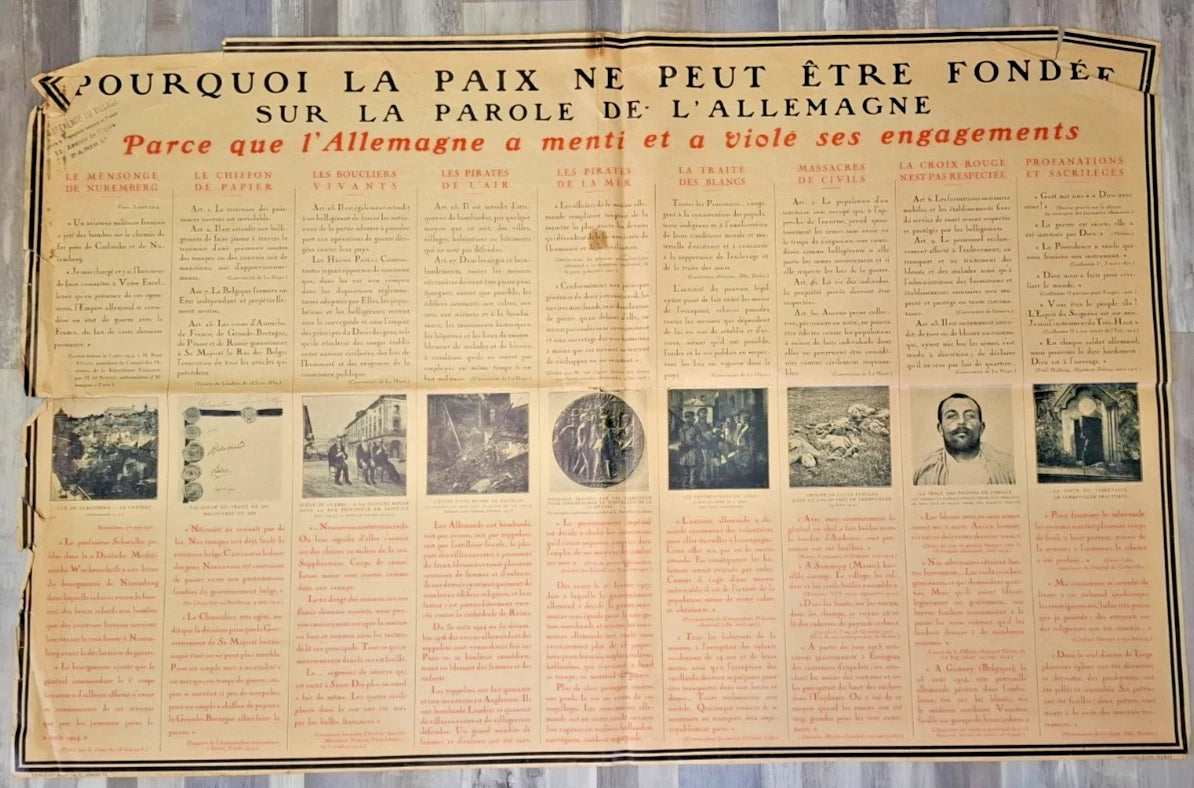 Affiche Pourquoi la Paix ne peut être fondée sur la parole de l'Allemagne 1916