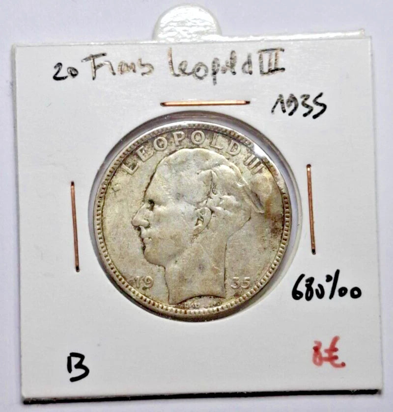 20 Francs Leopold III 1935 en argent massif B