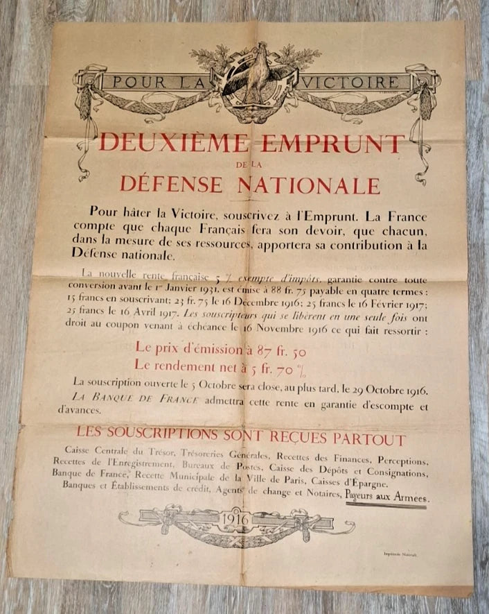 Affiche 2e emprunt de La défense nationale 1916