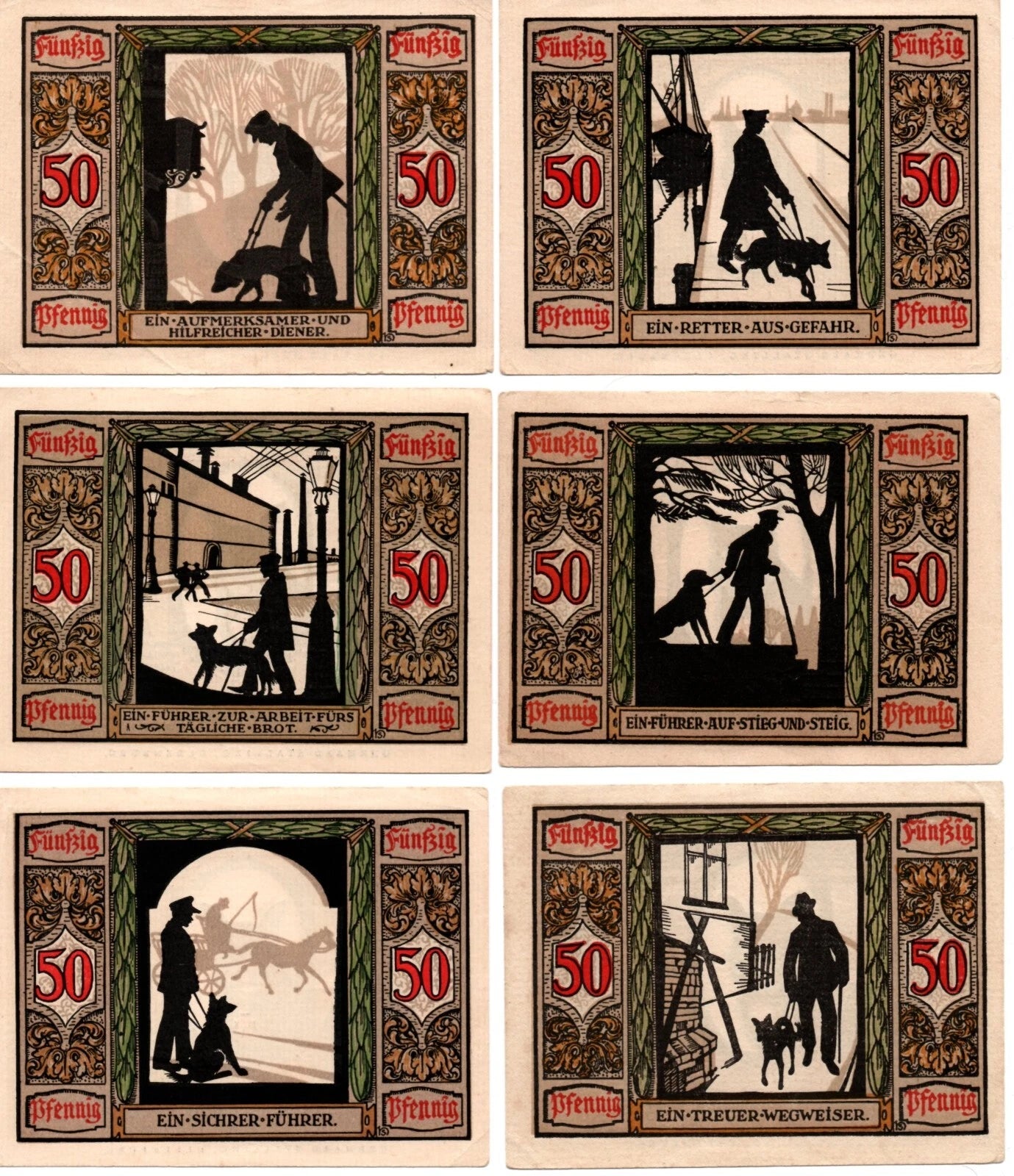 Série 6 billets (50 Pfennigs) 1921 Oldenburg (Allemagne)