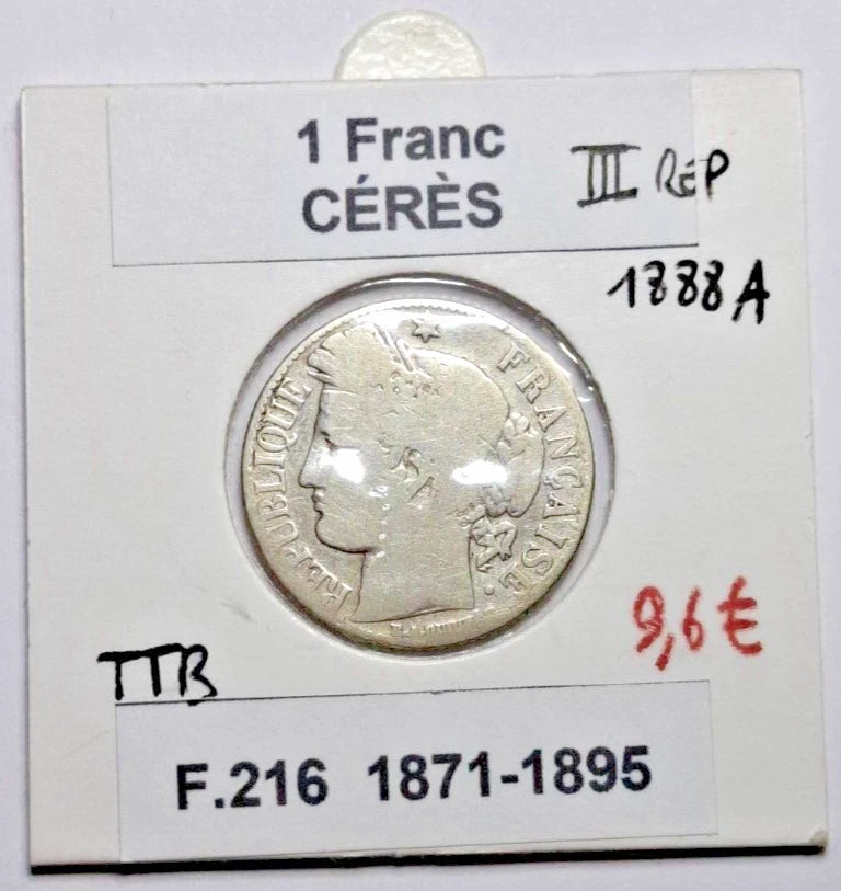 1 Franc Cérès III Rep 1888 A TTB