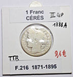 1 Franc Cérès III Rep 1888 A TTB