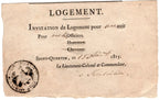 Billet de logement d'un sous-officier Prussien St-Quentin 15 aout 1815 tampon