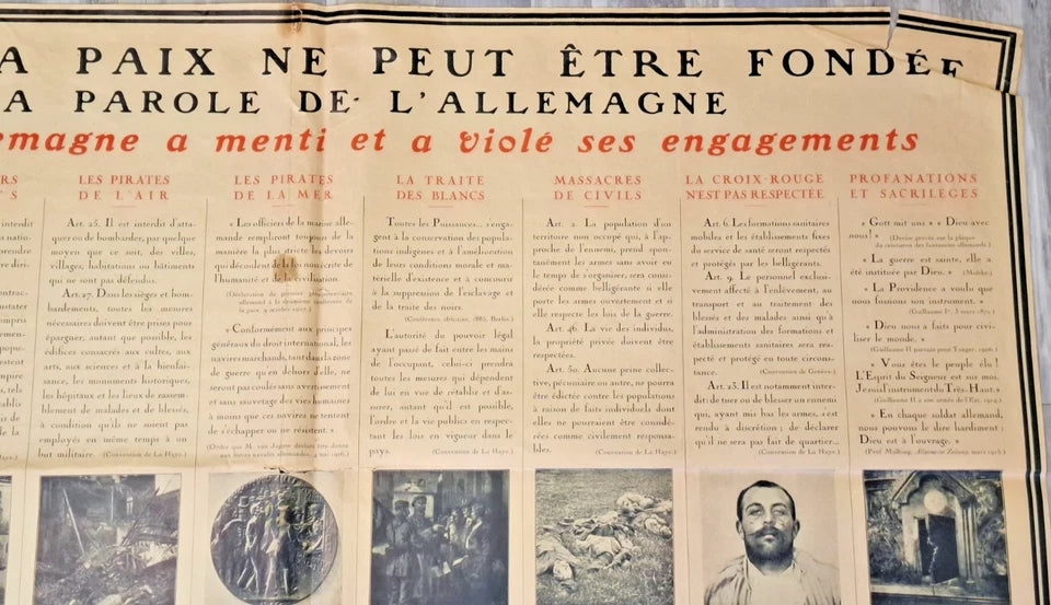 Affiche Pourquoi la Paix ne peut être fondée sur la parole de l'Allemagne 1916