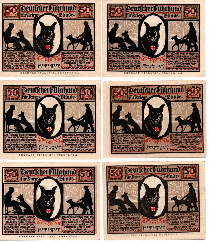 Série 6 billets (50 Pfennigs) 1921 Oldenburg (Allemagne)