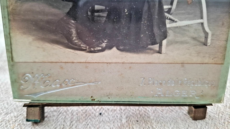 Cadre photo zouave en famille Alger verre biseauté