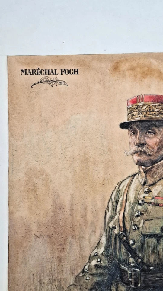 Portrait original du Maréchal Foch réalisé pour une maison d'éditions de Paris