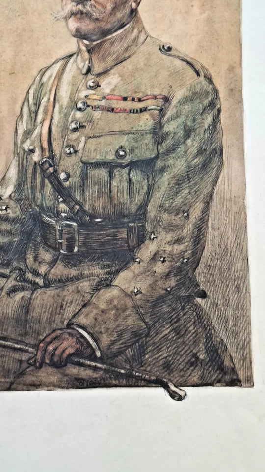 Portrait original du Maréchal Foch réalisé pour une maison d'éditions de Paris