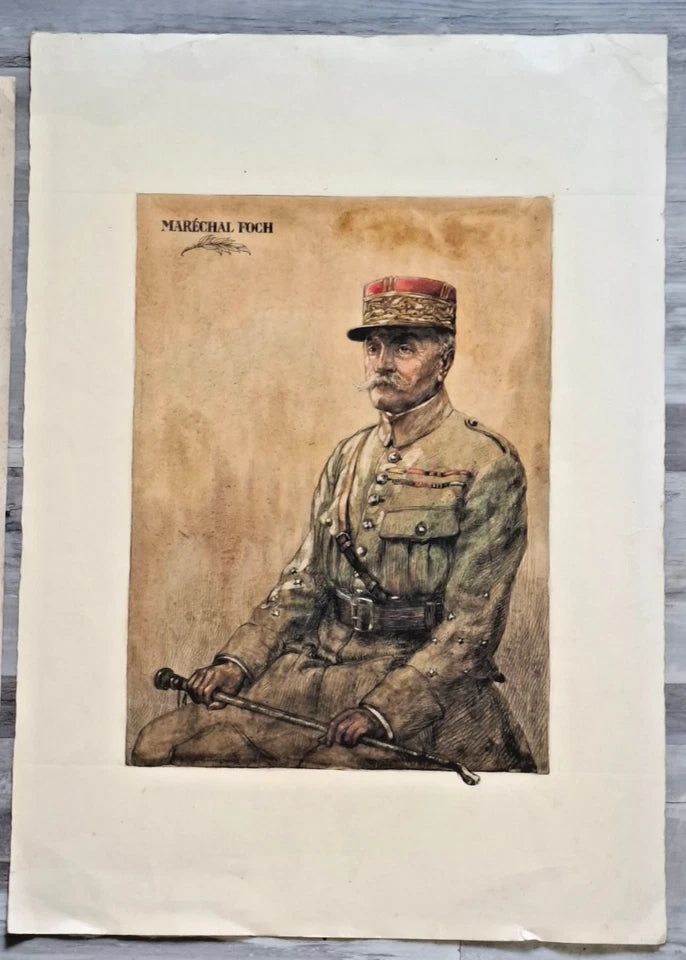 Portrait original du Maréchal Foch réalisé pour une maison d'éditions de Paris